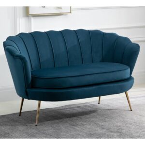 Arial Fabric 2 Seater Sofa In Blue
