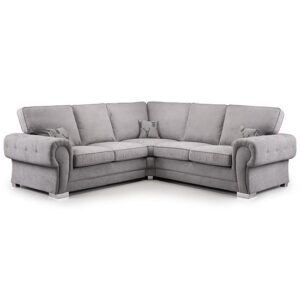 Verna Fullback Fabric Corner Sofa Large In Grey