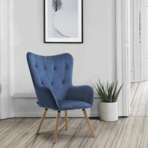 Willows Fabric Bedroom Armchair In Midnight Blue