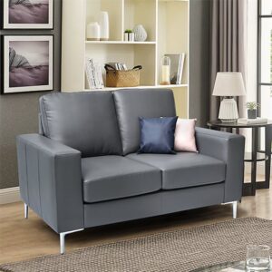 Baltic Faux Leather 2 Seater Sofa In Dark Grey