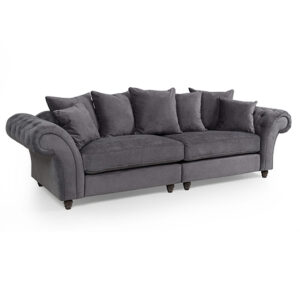 Haimi Fabric Sofa 3 Seater Sofa With Wooden Legs In Grey