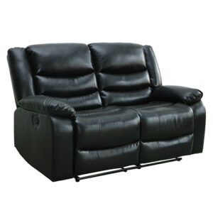 Sorreno Bonded Leather Recliner 2 Seater Sofa In Black