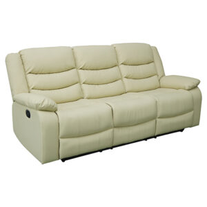 Sorreno Bonded Leather Recliner 3 Seater Sofa In Ivory