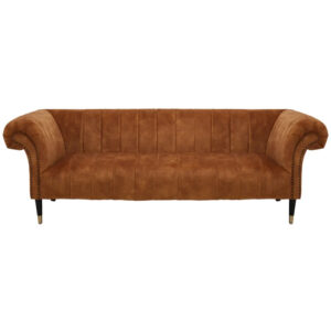 Salta Velvet 3 Seater Sofa In Gold With Pointed Legs
