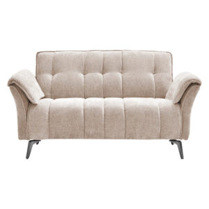 Agios Fabric 2 Seater Sofa In Champagne With Black Chromed Legs