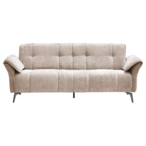 Agios Fabric 3 Seater Sofa In Champagne With Black Chromed Legs