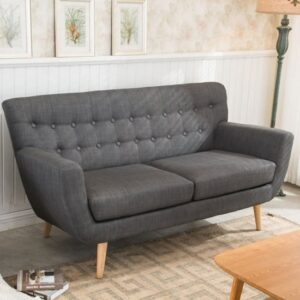Lofting Fabric 3 Seater Sofa With Wooden Legs In Grey
