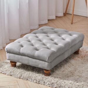 3Ft Wide Velvet Buttoned Thick Padded Footstool