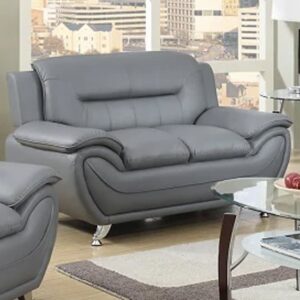 Leon Faux Leather 2 Seater Sofa In Grey
