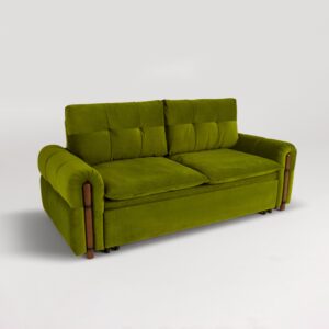 Cottonfy Vintage Pet Friendly Bamboo Design Sofa Bed with Storage
